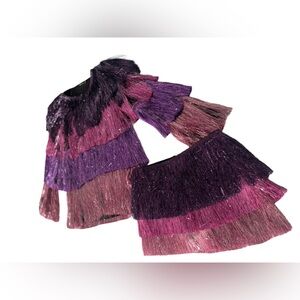 Nasty Gal Set Jacket Sz 8 Skirt Sz 10 Metallic Pink Purple Tiered Tinsel Fringe